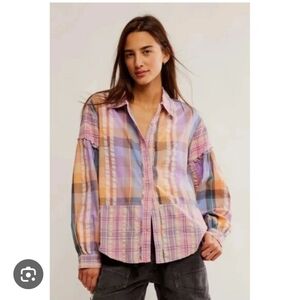 2026 Spring Free People NWT Madras Dream Button Up Shirt